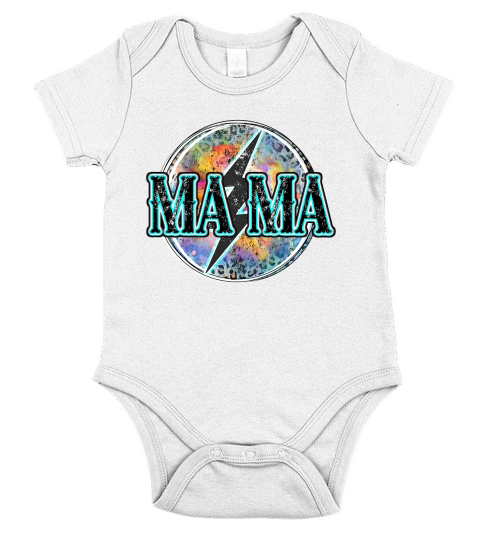 Mama Lightning Bolt Leopard Short Sleeve Baby One-Piece