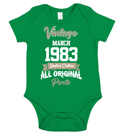 March 1983 Vintage Birthday Present Short Sleeve Baby One-Piece