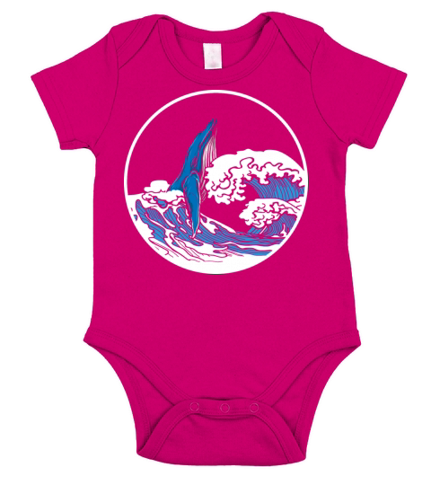 Playful Hump Back Whale Aesthetic Design Short Sleeve Baby One-Piece