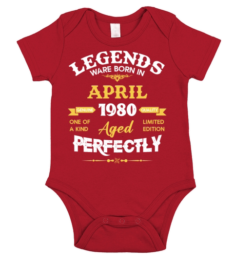 Vintage Aged To Perfection April 1980 Short Sleeve Baby One-Piece
