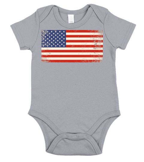 Vintage Retro USA Flag Short Sleeve Baby One-Piece