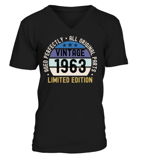 60th Birthday Vintage 1963 V-Neck T-shirt