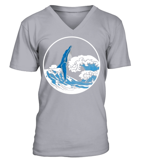 Playful Hump Back Whale Aesthetic Design V-Neck T-shirt