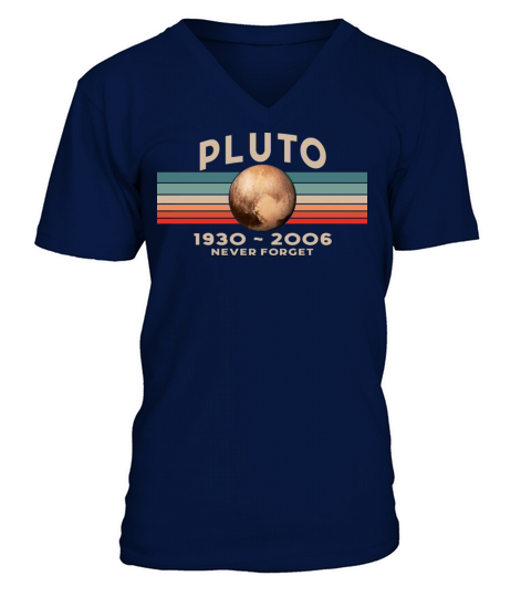Pluto Never Forget 1930 - 2006 Vintage Space V-Neck T-shirt