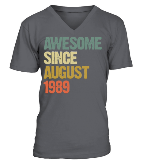 Retro Vintage Awesome Since August 1989 Gift V-Neck T-shirt