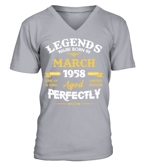 Vintage Aged To Perfection March 1958 V-Neck T-shirt