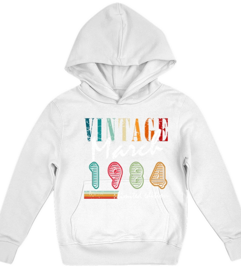 39th birthday man Awesome March vintage 1984 Kids Hoodie