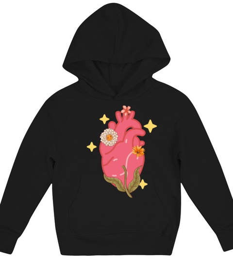 Anatomical Heart And Flowers Kids Hoodie