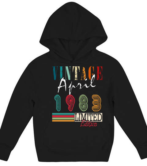 April vintage 1983 born vintage birthday Kids Hoodie