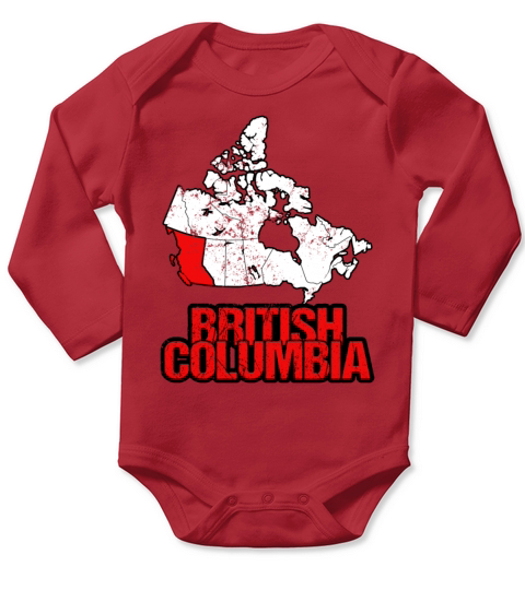 British Columbia Vintage Canada Map Long Sleeve Baby One-Piece