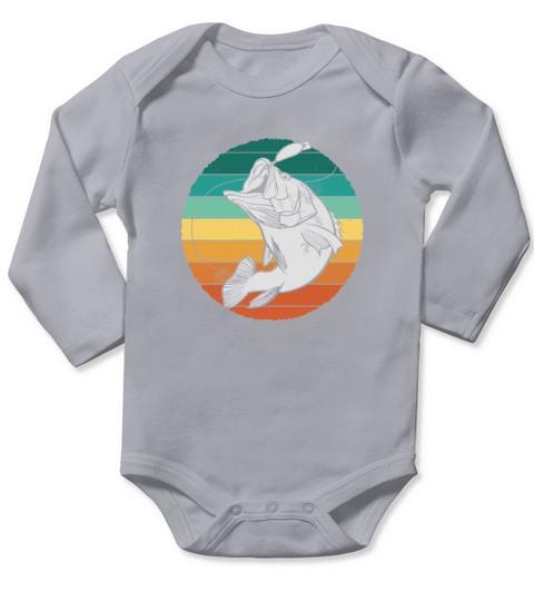 Retro Bass Fishing - Sunset Long Sleeve Baby One-Piece
