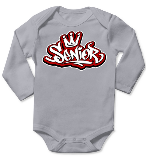Senior Crown Graffiti Tag Long Sleeve Baby One-Piece