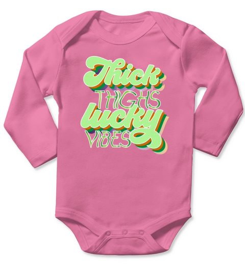 Thick thighs lucky vibes Saint Patricks Day Long Sleeve Baby One-Piece