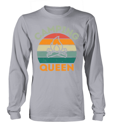 Camping Queen vintage retro light distressed Long sleeved Unisex