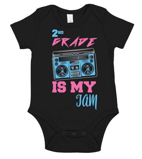 2nd Grade Is My Jam Vintage 80s Boombox Teacher Short Sleeve Baby One-Piece