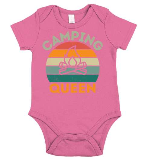 Camping Queen vintage retro light distressed Short Sleeve Baby One-Piece