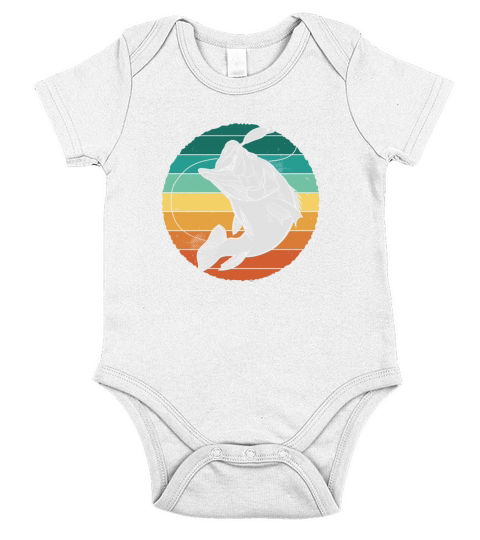 Retro Bass Fishing - Sunset Short Sleeve Baby One-Piece