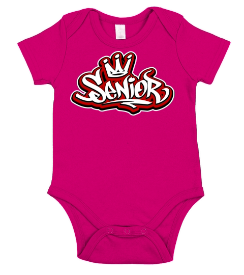 Senior Crown Graffiti Tag Short Sleeve Baby One-Piece