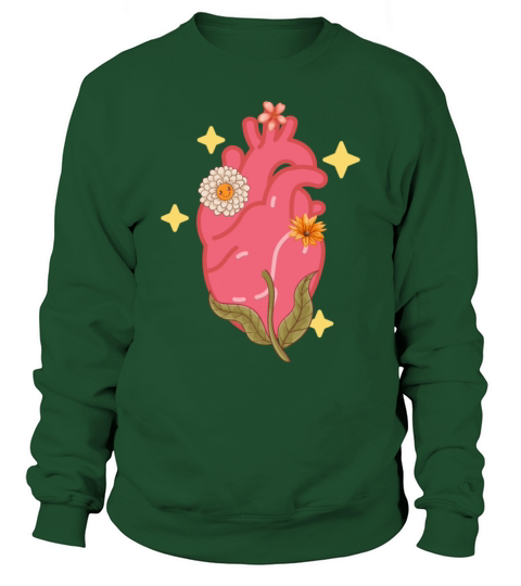 Anatomical Heart And Flowers Sweatshirt Unisex