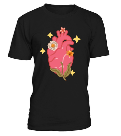 Anatomical Heart And Flowers T-Shirt Unisex