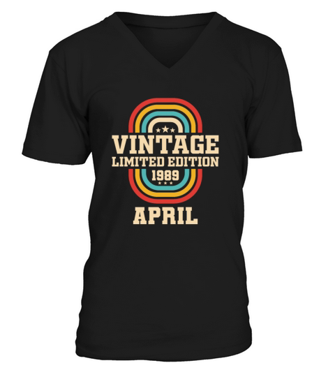34th birthday April vintage 1989 vintage V-Neck T-shirt
