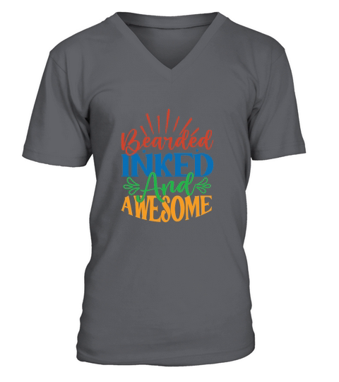 Bearded Inked And Awesome V-Neck T-shirt