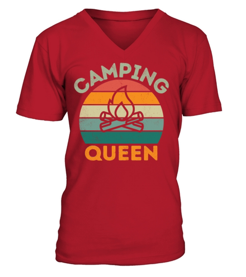 Camping Queen vintage retro light distressed V-Neck T-shirt