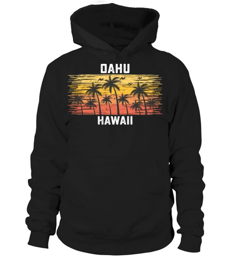 Oahu Hawaii Summer Retro VIntage Vacation Hoodie Unisex