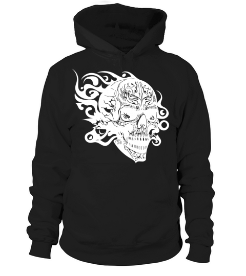 Vintage Fiery Grinning Tattoo Skull Hoodie Unisex