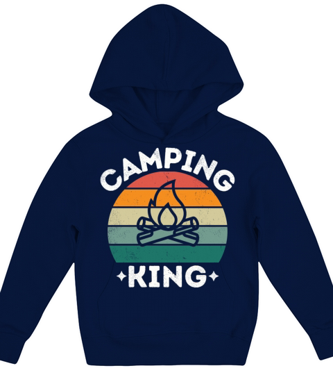 Camping king vintage retro colorful white Kids Hoodie