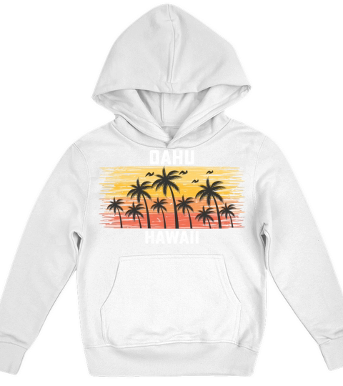 Oahu Hawaii Summer Retro VIntage Vacation Kids Hoodie