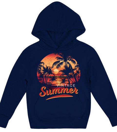 Retro Vintage Summer Sunset Beach Kids Hoodie