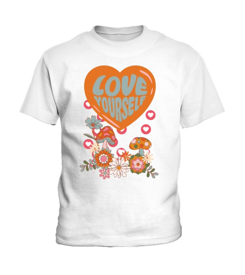 Love yourself retro groovy self care Valentine Kids T-Shirt