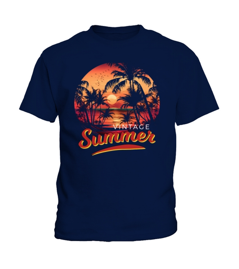 Retro Vintage Summer Sunset Beach Kids T-Shirt