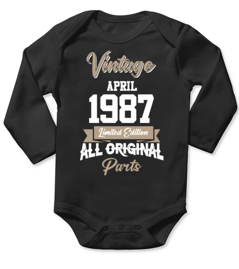 April 1987 Vintage Birthday Present Long Sleeve Baby One-Piece