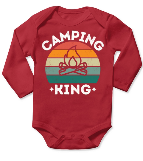 Camping king vintage retro colorful white Long Sleeve Baby One-Piece