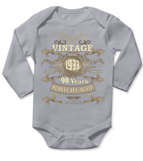 Gift for 90th birthday - Vintage ornaments - gift Long Sleeve Baby One-Piece