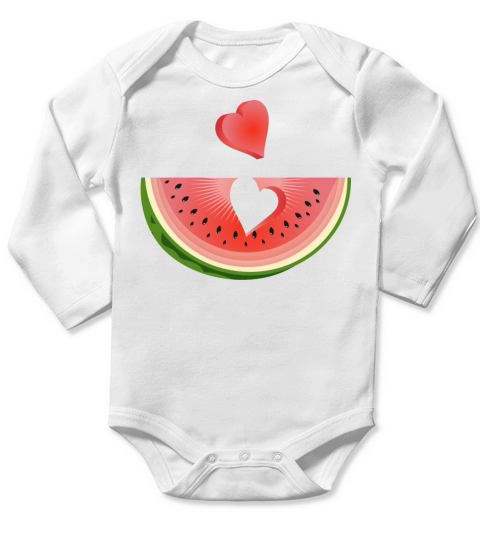 Piece of a watermelon with a heart Long Sleeve Baby One-Piece