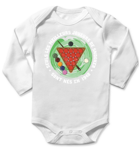 Snooker born in 1948 Vintage Birthday Snooker Long Sleeve Baby One-Piece