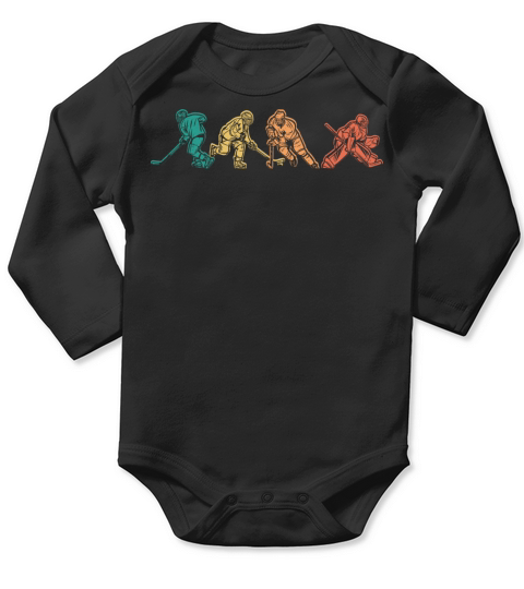 Vintage Ice Hockey Players Long Sleeve Baby One-Piece