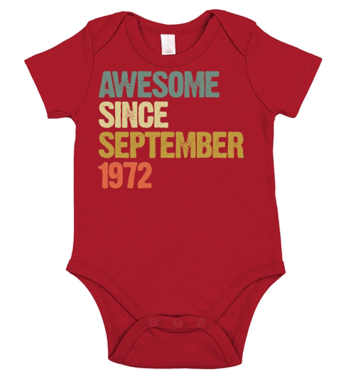 Awesome Since September 1972 Retro Vintage Gift Short Sleeve Baby One-Piece
