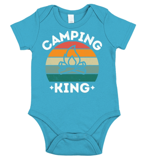 Camping king vintage retro colorful white Short Sleeve Baby One-Piece
