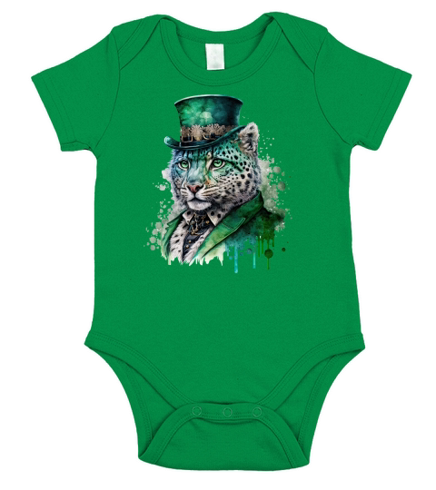 Gangster Leopard Saint Patricks Day Short Sleeve Baby One-Piece