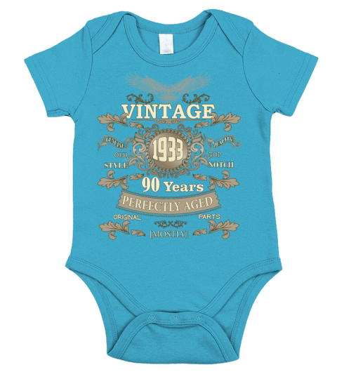 Gift for 90th birthday - Vintage ornaments - gift Short Sleeve Baby One-Piece