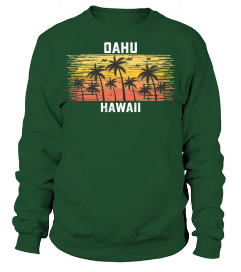 Oahu Hawaii Summer Retro VIntage Vacation Sweatshirt Unisex