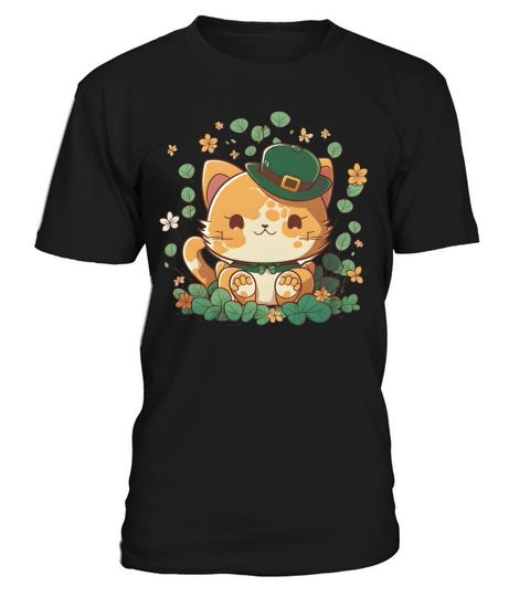 Kawaii Orange Cat Funny Shamrock St Patricks Day T-Shirt Unisex