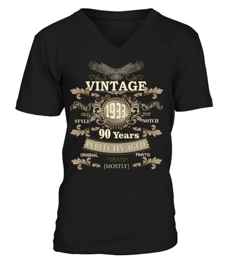 Gift for 90th birthday - Vintage ornaments - gift V-Neck T-shirt
