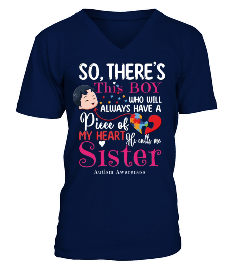 He Calls Me Sister April Puzzle Autism Awareness V-Neck T-shirt