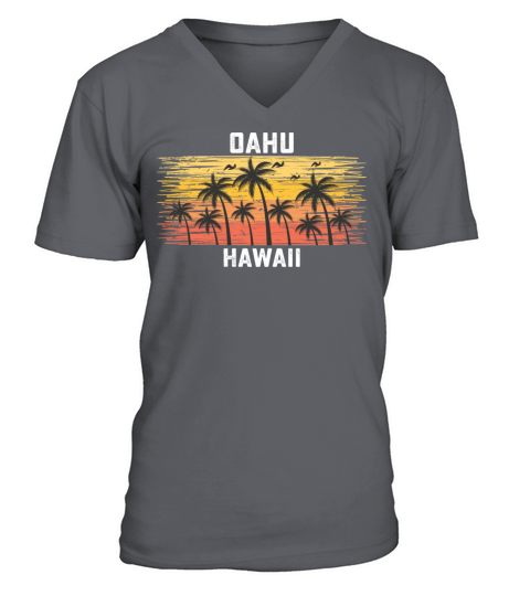 Oahu Hawaii Summer Retro VIntage Vacation V-Neck T-shirt