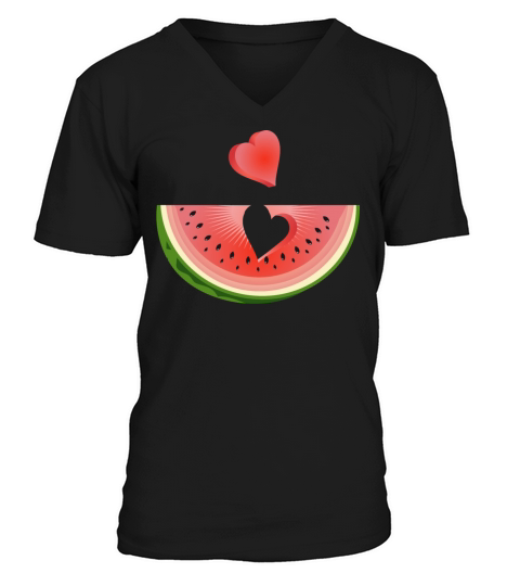 Piece of a watermelon with a heart V-Neck T-shirt